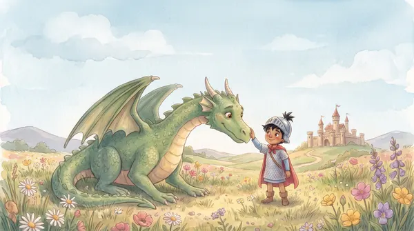 Titelbild: Ritter & der freundliche Drache