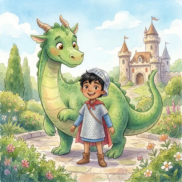 Titelbild: Ritter & der freundliche Drache